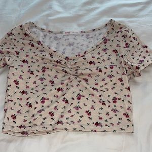 COPY - ditsy floral cinched front crop top